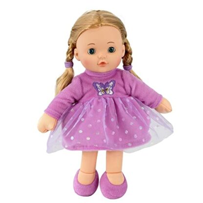 12" Baby Doll Sleeping Snuggle Cuddle Toy Soft Plush Body Rag Doll with Vinyl Head, Open & Close Eyes, and Styling Hair, For Ages 18 months (Purple) - Image 2