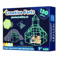 130 Pcs Fort Building Kit for Kids - Glow in the Dark, Kids Construction Toys for Age 5-10, DIY Den Building Kit for Boys & Girls, STEM Building Toys - Creative Fort, Play Tent Outdoor