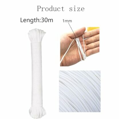1mm Blind Cord, Tough and Durable Nylon Rope, Outdoor Essential roman blind cord, Multi-scene Use, Excellent Load-Bearing, To Create Your Ideal Partner(30m,White) 3 1mm Blind Cord, Tough and Durable Nylon Rope, Outdoor Essential roman blind cord, Multi-scene Use, Excellent Load-Bearing, To Create Your Ideal Partner(30m,White) - Image 3