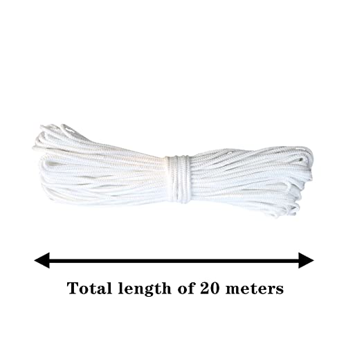 20M Roman Blind Cord,2mm White Braided Blind String Cord Picture Cord Lift Shade Cord Picture Hanging Cord Nylon Braided Cord for Crafts Blinds Austrian Festoon Cording Vertical Blind Replacement - Image 3