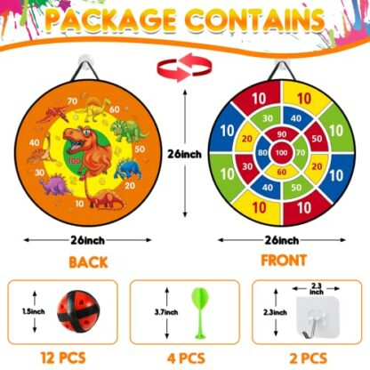 26 Inches Kids Dart Board Set, Dart Board for Kids, Double Sided with 12 Sticky Balls, Indoor Outdoor Party Games Toys for 3 4 5 6 7 8 9 10 11 12 Year Old Boy Girl and Adult 3 26 Inches Kids Dart Board Set, Dart Board for Kids, Double Sided with 12 Sticky Balls, Indoor Outdoor Party Games Toys for 3 4 5 6 7 8 9 10 11 12 Year Old Boy Girl and Adult - Image 3