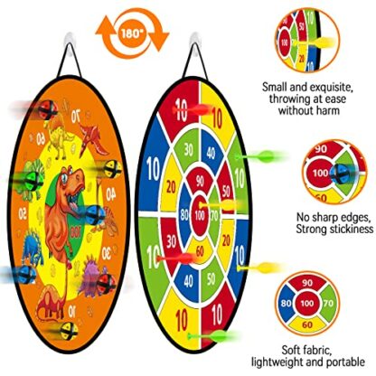 26 Inches Kids Dart Board Set, Dart Board for Kids, Double Sided with 12 Sticky Balls, Indoor Outdoor Party Games Toys for 3 4 5 6 7 8 9 10 11 12 Year Old Boy Girl and Adult 4 26 Inches Kids Dart Board Set, Dart Board for Kids, Double Sided with 12 Sticky Balls, Indoor Outdoor Party Games Toys for 3 4 5 6 7 8 9 10 11 12 Year Old Boy Girl and Adult - Image 4