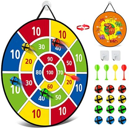 26 Inches Kids Dart Board Set, Dart Board for Kids, Double Sided with 12 Sticky Balls, Indoor Outdoor Party Games Toys for 3 4 5 6 7 8 9 10 11 12 Year Old Boy Girl and Adult 2 26 Inches Kids Dart Board Set, Dart Board for Kids, Double Sided with 12 Sticky Balls, Indoor Outdoor Party Games Toys for 3 4 5 6 7 8 9 10 11 12 Year Old Boy Girl and Adult - Image 2