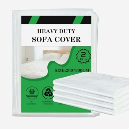 2PC Plastic Sofa Cover-Transparent Sofa Dust Cover,Sofa Cover 3 Seater,Extra-Thick Pet-Proof Dust Covers for Furniture-Waterproof Plastic Sofa Protector Covers,Multi-functional Dust Cover 300 x 200cm - Image 2
