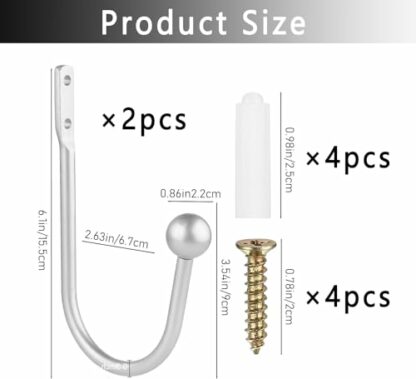 2PCS Curtain Tie Backs Hooks, Metal Curtain Holdbacks, Window Curtain Holder, Wall Mounted Curtain Tie Backs With Screws, Drapery Holdbacks for Fixed Curtain or Hanging Items 3 2PCS Curtain Tie Backs Hooks, Metal Curtain Holdbacks, Window Curtain Holder, Wall Mounted Curtain Tie Backs With Screws, Drapery Holdbacks for Fixed Curtain or Hanging Items - Image 3
