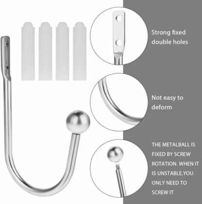 2PCS Curtain Tie Backs Hooks, Metal Curtain Holdbacks, Window Curtain Holder, Wall Mounted Curtain Tie Backs With Screws, Drapery Holdbacks for Fixed Curtain or Hanging Items 4 2PCS Curtain Tie Backs Hooks, Metal Curtain Holdbacks, Window Curtain Holder, Wall Mounted Curtain Tie Backs With Screws, Drapery Holdbacks for Fixed Curtain or Hanging Items - Image 4