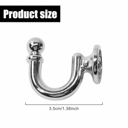 2PCS Silver U Shaped Curtain Tieback Hooks with Screws - Decorative and Durable Metal Holdbacks for Drapes, Curtains, and Window Treatments - Easy to Install, Space-Saving Design - Image 3
