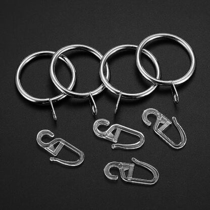 30mm Curtain Hooks and Rings, 24 Metal Drapery Curtain Rings Hanging Rings & 24 Plastic Curtain Hooks - Image 4