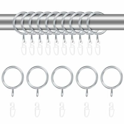 30mm Curtain Hooks and Rings, 24 Metal Drapery Curtain Rings Hanging Rings & 24 Plastic Curtain Hooks - Image 2