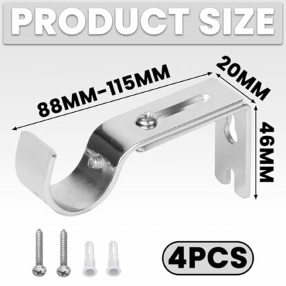 4 PCS Curtain Pole Brackets Curtain Rail Brackets Curtain Brackets for Poles Heavy Duty Curtain Brackets with Screw Curtain Bar Brackets for Home Bedroom Office Curtain Wall Pole - Image 3