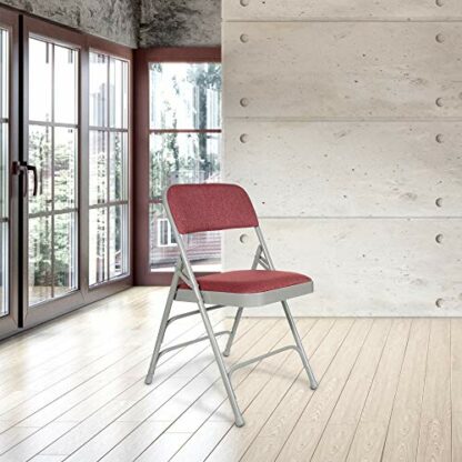 (4 Pack) Heavy Duty Premium Fabric Padded Steel Folding Chairs, Burgundy (OEF2308) 3 (4 Pack) Heavy Duty Premium Fabric Padded Steel Folding Chairs, Burgundy (OEF2308) - Image 3
