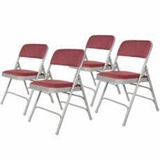 (4 Pack) Heavy Duty Premium Fabric Padded Steel Folding Chairs, Burgundy (OEF2308)