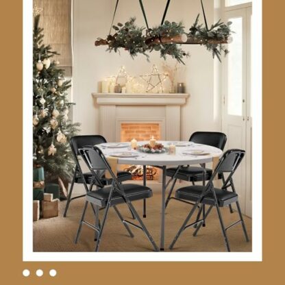 (4 Pack) OEF Furnishings Premium Vinyl Padded Steel Folding Chair, Black - Image 3