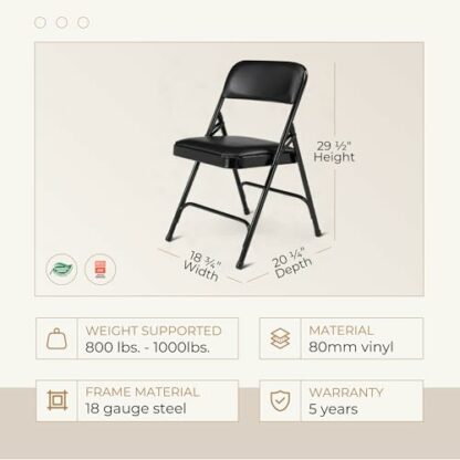 (4 Pack) OEF Furnishings Premium Vinyl Padded Steel Folding Chair, Black - Image 4