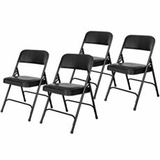 (4 Pack) OEF Furnishings Premium Vinyl Padded Steel Folding Chair, Black