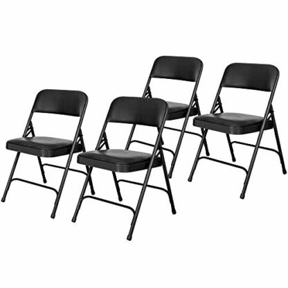 (4 Pack) OEF Furnishings Premium Vinyl Padded Steel Folding Chair, Black - Image 2