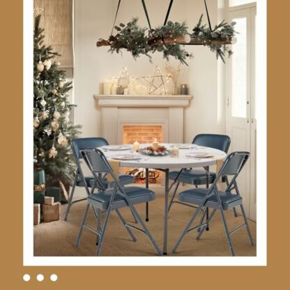 (4 Pack) OEF Furnishings Premium Vinyl Padded Steel Folding Chair, Dark Blue - Image 3