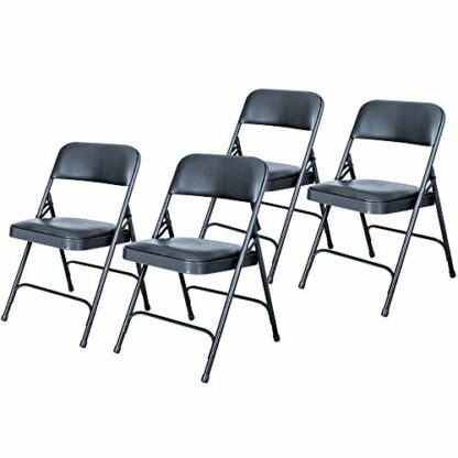 (4 Pack) OEF Furnishings Premium Vinyl Padded Steel Folding Chair, Dark Blue - Image 2
