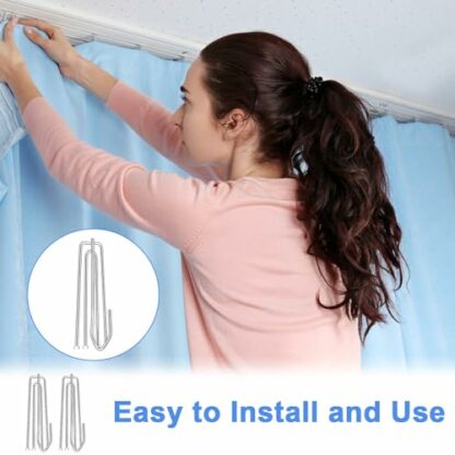 40Pcs Metal Curtain Hooks Stainless Steel Pinch Pleat Curtain Hooks, Drapery Hook and Pin for Pleated Drapes and 4 Prongs Pinch Pleat Hook Clips for Window Curtain, Shower Curtain, Door Curtain 4 40Pcs Metal Curtain Hooks Stainless Steel Pinch Pleat Curtain Hooks, Drapery Hook and Pin for Pleated Drapes and 4 Prongs Pinch Pleat Hook Clips for Window Curtain, Shower Curtain, Door Curtain - Image 4