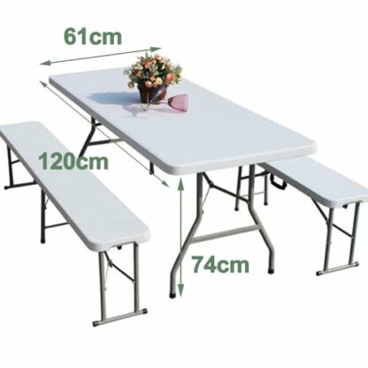 4/6ft Trestle Table Heavy Duty Camping Table Garden Catering Folding Table with Handle Plastic Picnic Garden Foldable Portable Table for Picnic BBQ Party Camping Dinner Hiking Outdoor Indoor - Image 4