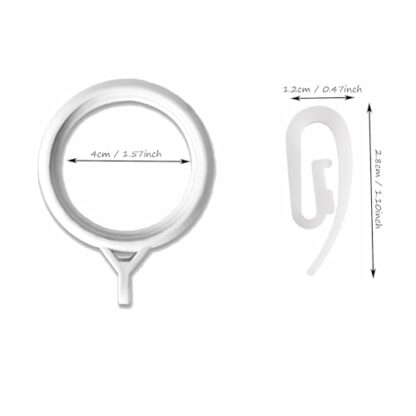 50 Pcs White Curtain Rings And Hooks, 40mm Exquisite Curtain Hooks, Easy To Use Curtain Rings, Apply For Window And Shower Curtain Hanging Curtain Hooks And Rings - Image 3