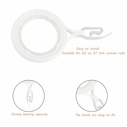 50 Pcs White Curtain Rings And Hooks, 40mm Exquisite Curtain Hooks, Easy To Use Curtain Rings, Apply For Window And Shower Curtain Hanging Curtain Hooks And Rings - Image 4