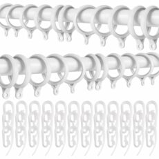 50 Pcs White Curtain Rings And Hooks, 40mm Exquisite Curtain Hooks, Easy To Use Curtain Rings, Apply For Window And Shower Curtain Hanging Curtain Hooks And Rings