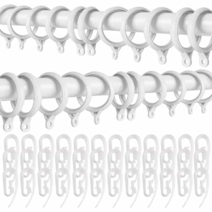 50 Pcs White Curtain Rings And Hooks, 40mm Exquisite Curtain Hooks, Easy To Use Curtain Rings, Apply For Window And Shower Curtain Hanging Curtain Hooks And Rings - Image 2