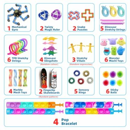 50Pcs Fidget Toys Pack, Fidget Sensory Toys Set, Toy Gift for Boys Girls, Stress Anxiety Relief Squishy Fidget Toy for ADHD Autism Autistic,Party Bag Fillers, Birthday Gift for Kids Teen Adult 3 50Pcs Fidget Toys Pack, Fidget Sensory Toys Set, Toy Gift for Boys Girls, Stress Anxiety Relief Squishy Fidget Toy for ADHD Autism Autistic,Party Bag Fillers, Birthday Gift for Kids Teen Adult - Image 3