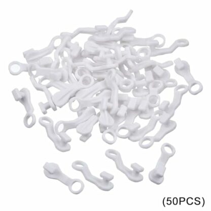 50pcs Curtain Hooks Plastic White Gliders Durable Curtain Glider Hooks for Smooth Sliding Curtain Rail Track Gliders Ideal for Home and Office (White) - Image 4