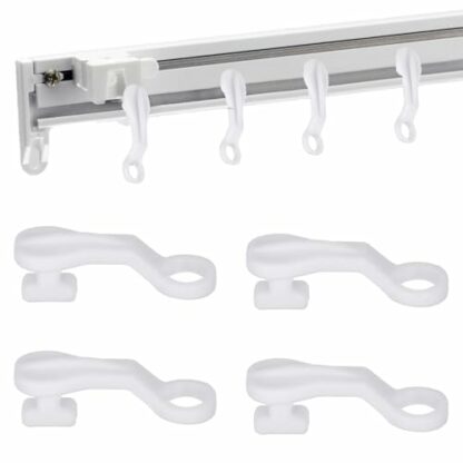 50pcs Curtain Hooks Plastic White Gliders Durable Curtain Glider Hooks for Smooth Sliding Curtain Rail Track Gliders Ideal for Home and Office (White) - Image 2