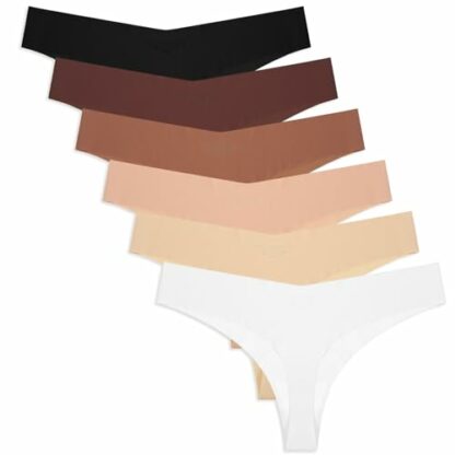 6 Pack Seamless Thongs for Women No Show Thong Invisible V-waisted Panties Underwear - Image 2