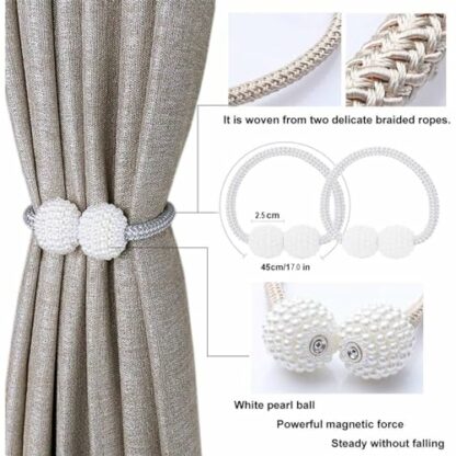 6 Pcs Curtain Tie Backs, Magnetic Curtain Tiebacks, Convenient Drape Tie Backs for Curtains Decorative Holdbacks Holder Curtain Tiebacks for Window Draperies for Drapes Modern Curtain Clips - Image 4