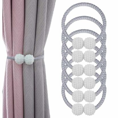 6 Pcs Curtain Tie Backs, Magnetic Curtain Tiebacks, Convenient Drape Tie Backs for Curtains Decorative Holdbacks Holder Curtain Tiebacks for Window Draperies for Drapes Modern Curtain Clips - Image 2