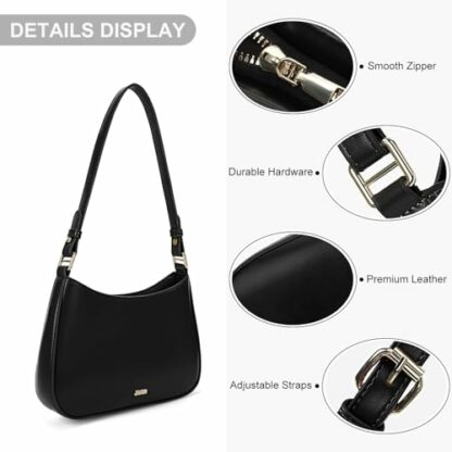 ACUYE Shoulder Bag Y2K Clutch Purse for Women, Crescent Hobo Handbag Leather Top Handle Handbags Crossbody Bag Y2K Fall Fashion Red Purse - Image 4