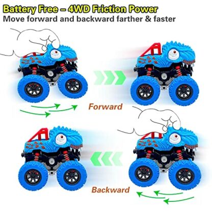 AESTEMON Dinosaur Truck Toys for 3 Year Old Boys Gift, 2 Pack Toy Cars 3 4 5 Year Old Toddler Boy Toys, Pull Back Inertia Vehicles Monster Trucks 3 AESTEMON Dinosaur Truck Toys for 3 Year Old Boys Gift, 2 Pack Toy Cars 3 4 5 Year Old Toddler Boy Toys, Pull Back Inertia Vehicles Monster Trucks - Image 3