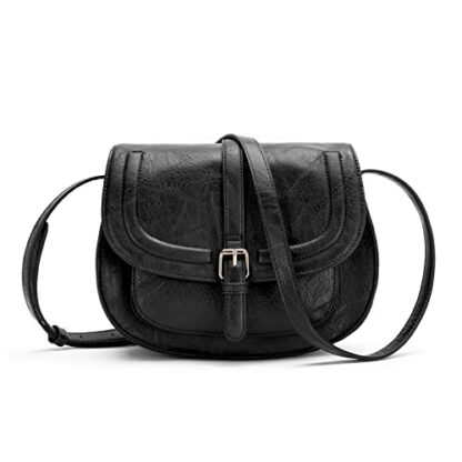 AFKOMST Crossbody Bag for Women Small Satchel and Shoulder Bag Vintage Saddle Handbags Vegan Leather - Image 2