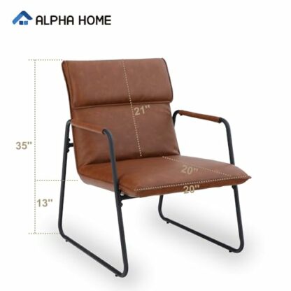 ALPHA HOME Living Room Accent Chair Retro Armchar Sofa Chair Lounge Chair with Metal Leg for Home Office Study Living Room Vanity Bedroom,Brown 3 ALPHA HOME Living Room Accent Chair Retro Armchar Sofa Chair Lounge Chair with Metal Leg for Home Office Study Living Room Vanity Bedroom,Brown - Image 3