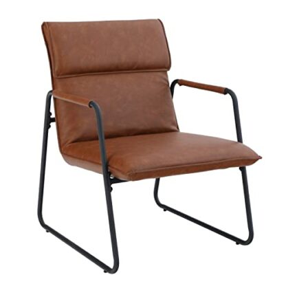 ALPHA HOME Living Room Accent Chair Retro Armchar Sofa Chair Lounge Chair with Metal Leg for Home Office Study Living Room Vanity Bedroom,Brown 4 ALPHA HOME Living Room Accent Chair Retro Armchar Sofa Chair Lounge Chair with Metal Leg for Home Office Study Living Room Vanity Bedroom,Brown - Image 4