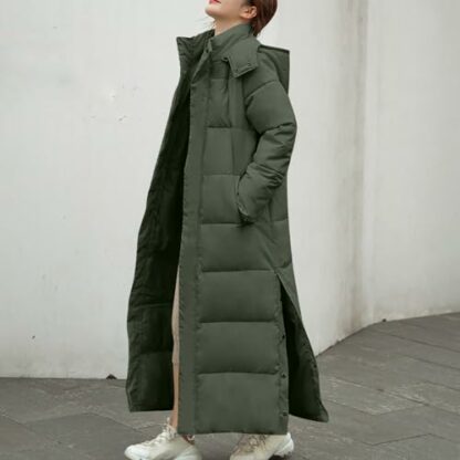 AMhomely Long Winter Coats for Women UK Plus Size Puffer Jackets Solid Color Down Coats Windproof Trench Coats Hooded Oversized Zip Up Overcoats Side Split Warm Coats 3 AMhomely Long Winter Coats for Women UK Plus Size Puffer Jackets Solid Color Down Coats Windproof Trench Coats Hooded Oversized Zip Up Overcoats Side Split Warm Coats - Image 3