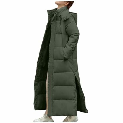 AMhomely Long Winter Coats for Women UK Plus Size Puffer Jackets Solid Color Down Coats Windproof Trench Coats Hooded Oversized Zip Up Overcoats Side Split Warm Coats 2 AMhomely Long Winter Coats for Women UK Plus Size Puffer Jackets Solid Color Down Coats Windproof Trench Coats Hooded Oversized Zip Up Overcoats Side Split Warm Coats - Image 2