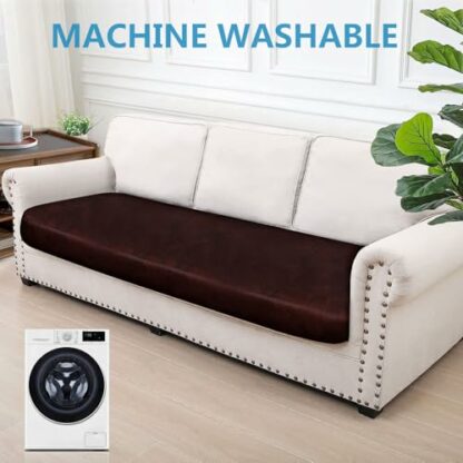 ANARACHON Leather Look Couch Cushion Covers Sofa Seat Slipcovers Sets Couches Furniture Protector for Sectional Armchair Loveseat Pets Kids Stretch Spandex Fabric - Image 3