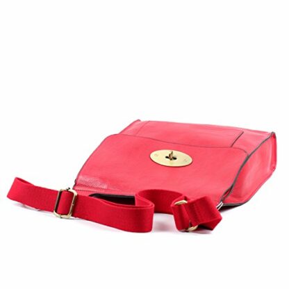 AOSSTA Women's Cross-Body Bags Leather Large/Medium Twist Lock Cross Body Messenger Bag Turnlock Shoulder Bag - Image 3