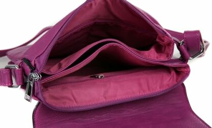 AOSSTA Women's Cross Body Shoulder Messenger Bag Multiple Slip and Zip Pockets Handbag with Storage Pocket Adjustable Strap - Image 3