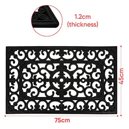 ASAB Rubber Door Mat | Indoor Outdoor Foot Mat | Non Slip Door Mat | Weather Resistant | Durable Rubber Wrought Mat | Geometric Design | Front Door Patio Door Mat - Image 4