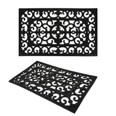 ASAB Rubber Door Mat | Indoor Outdoor Foot Mat | Non Slip Door Mat | Weather Resistant | Durable Rubber Wrought Mat | Geometric Design | Front Door Patio Door Mat
