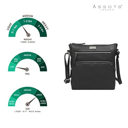 ASSOTS Leather Crossbody Bag for Women – Triple Zip Crossover Purse Travel Bag Fits iPad Pro 11” - Image 4