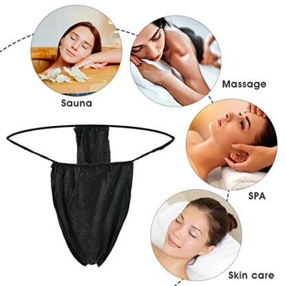 ASTER 50 Pieces Disposable Thong Panties Non-woven Thong Disposable T Strap Thong Disposable Bikini Panties for Spray Tanning and Spa Black 3 ASTER 50 Pieces Disposable Thong Panties Non-woven Thong Disposable T Strap Thong Disposable Bikini Panties for Spray Tanning and Spa Black - Image 3