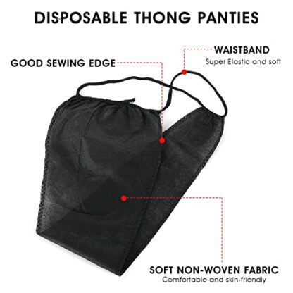 ASTER 50 Pieces Disposable Thong Panties Non-woven Thong Disposable T Strap Thong Disposable Bikini Panties for Spray Tanning and Spa Black 4 ASTER 50 Pieces Disposable Thong Panties Non-woven Thong Disposable T Strap Thong Disposable Bikini Panties for Spray Tanning and Spa Black - Image 4