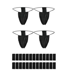 ASTER 50 Pieces Disposable Thong Panties Non-woven Thong Disposable T Strap Thong Disposable Bikini Panties for Spray Tanning and Spa Black